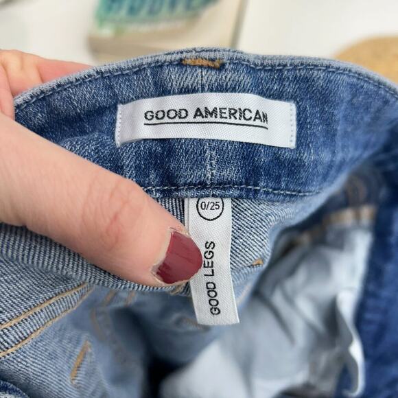 Good American Blue Distressed Good Legs Skinny Jeans Denim 0/25 - Picture 6 of 7